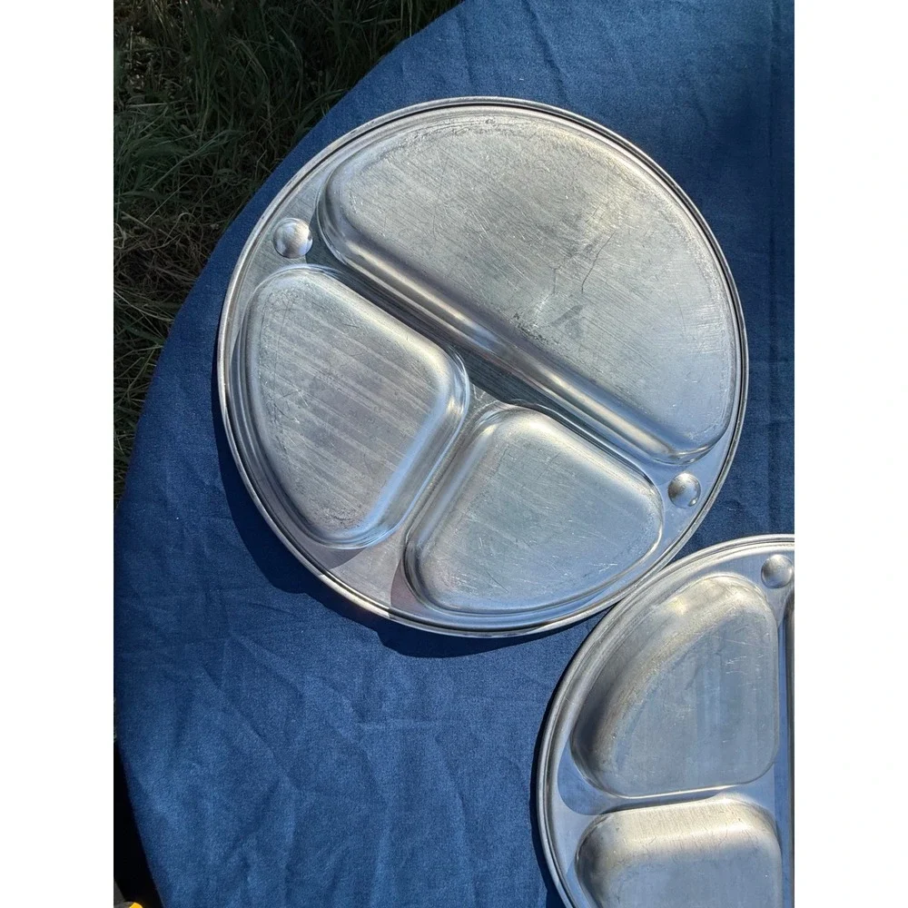 Vintage Aluminum Divided Mess Trays Set of 6 – Military Cafeteria Style Plates